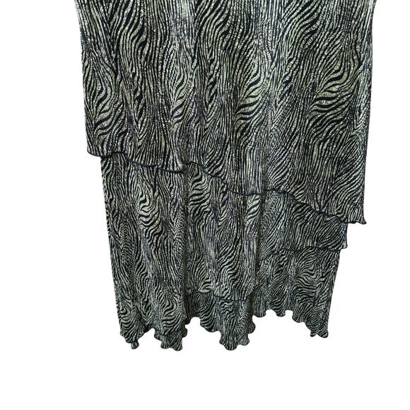 Connected Apparel 90s Layered Slinky Green Black Zebra Print Dress Women 12 - Picture 4 of 7
